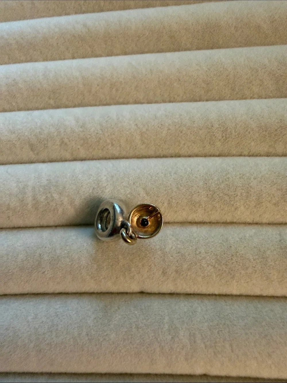 Pandora 14k/SS Retired Martini Charm with Garnet 790527GR